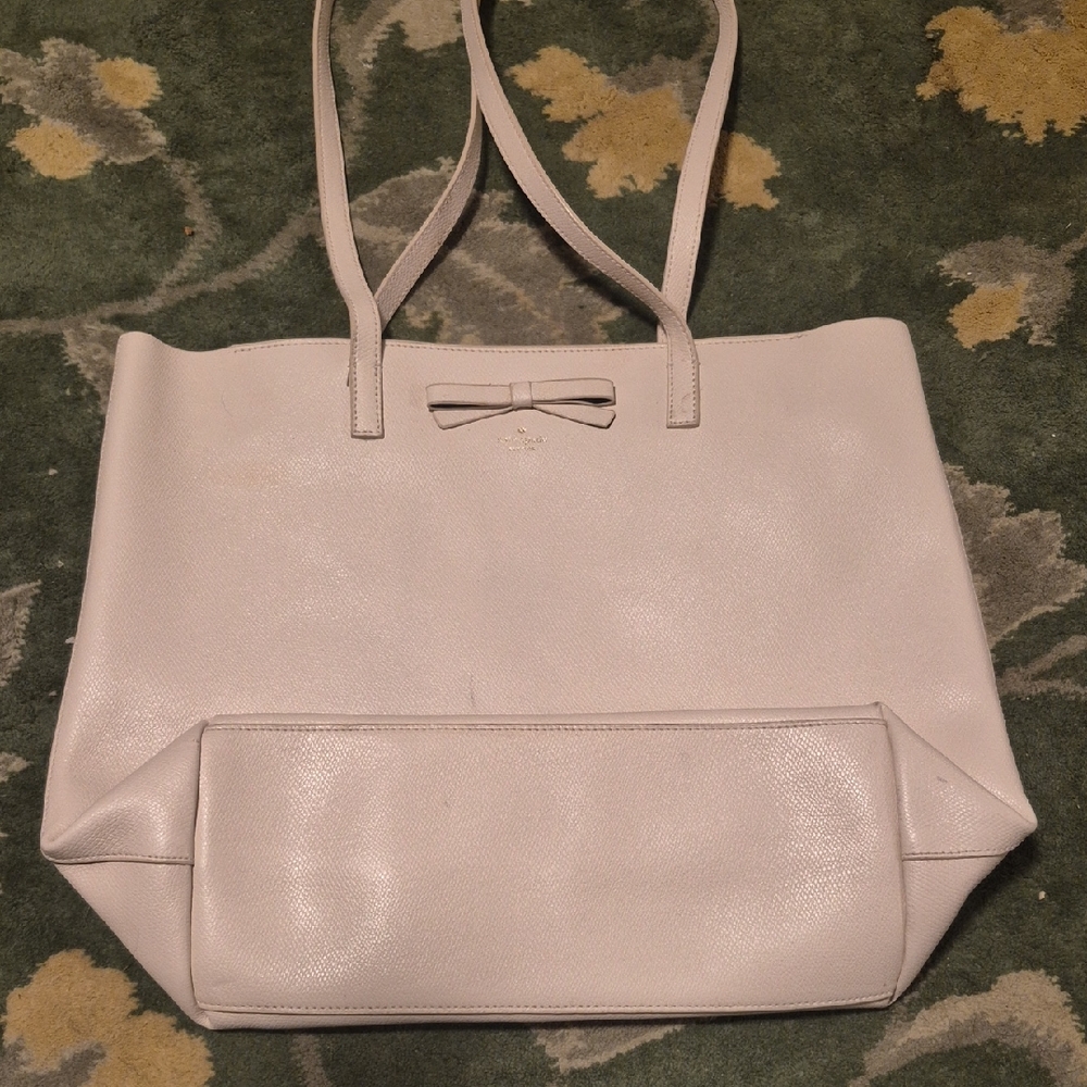kate spade pale pink leather bow tote